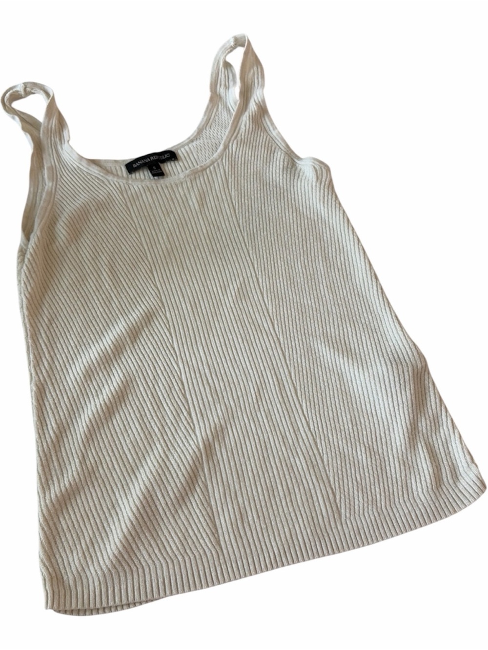 Banana Republic Cream Ribbed Scoop Neck Tank Size S